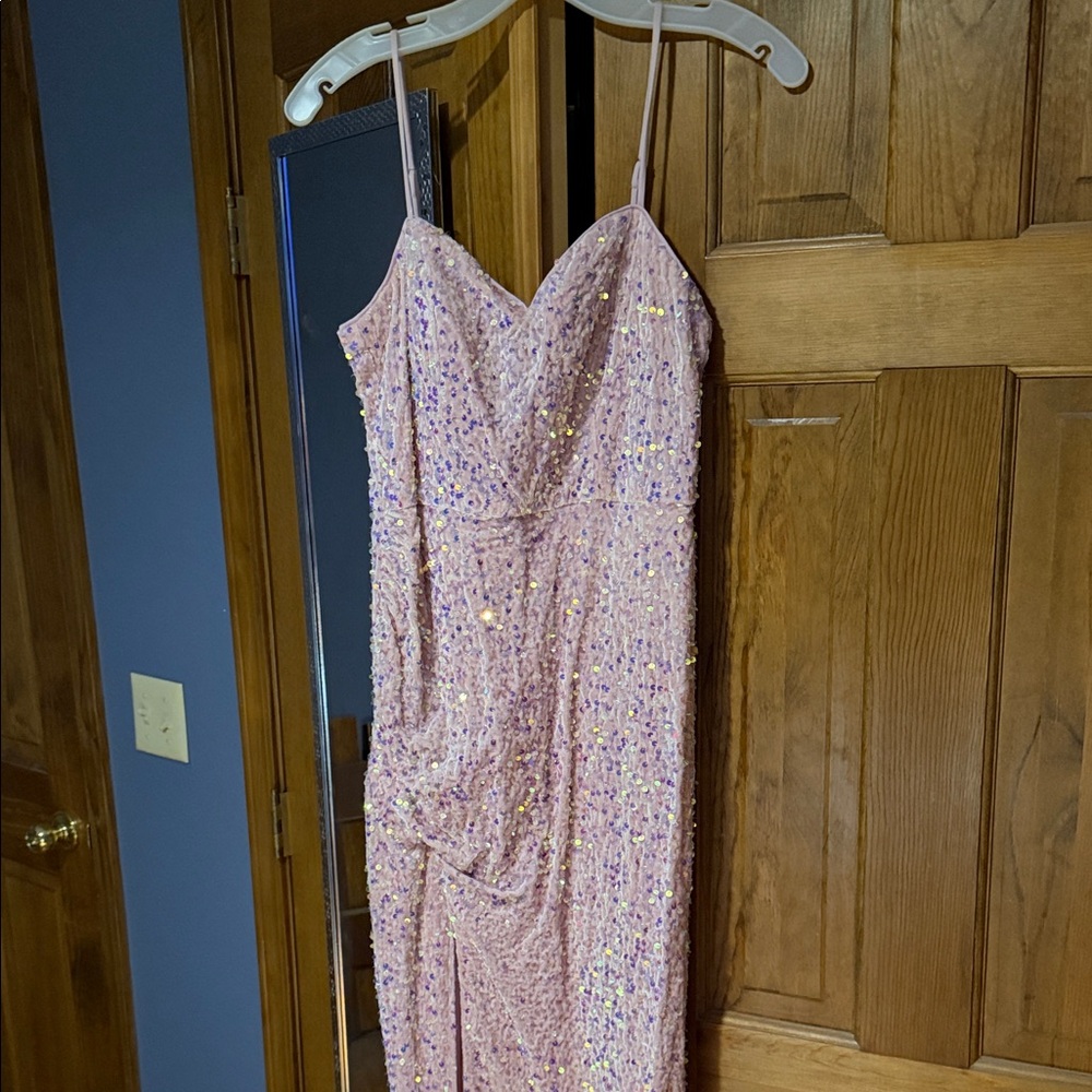Strapless Pink Sequin Dress